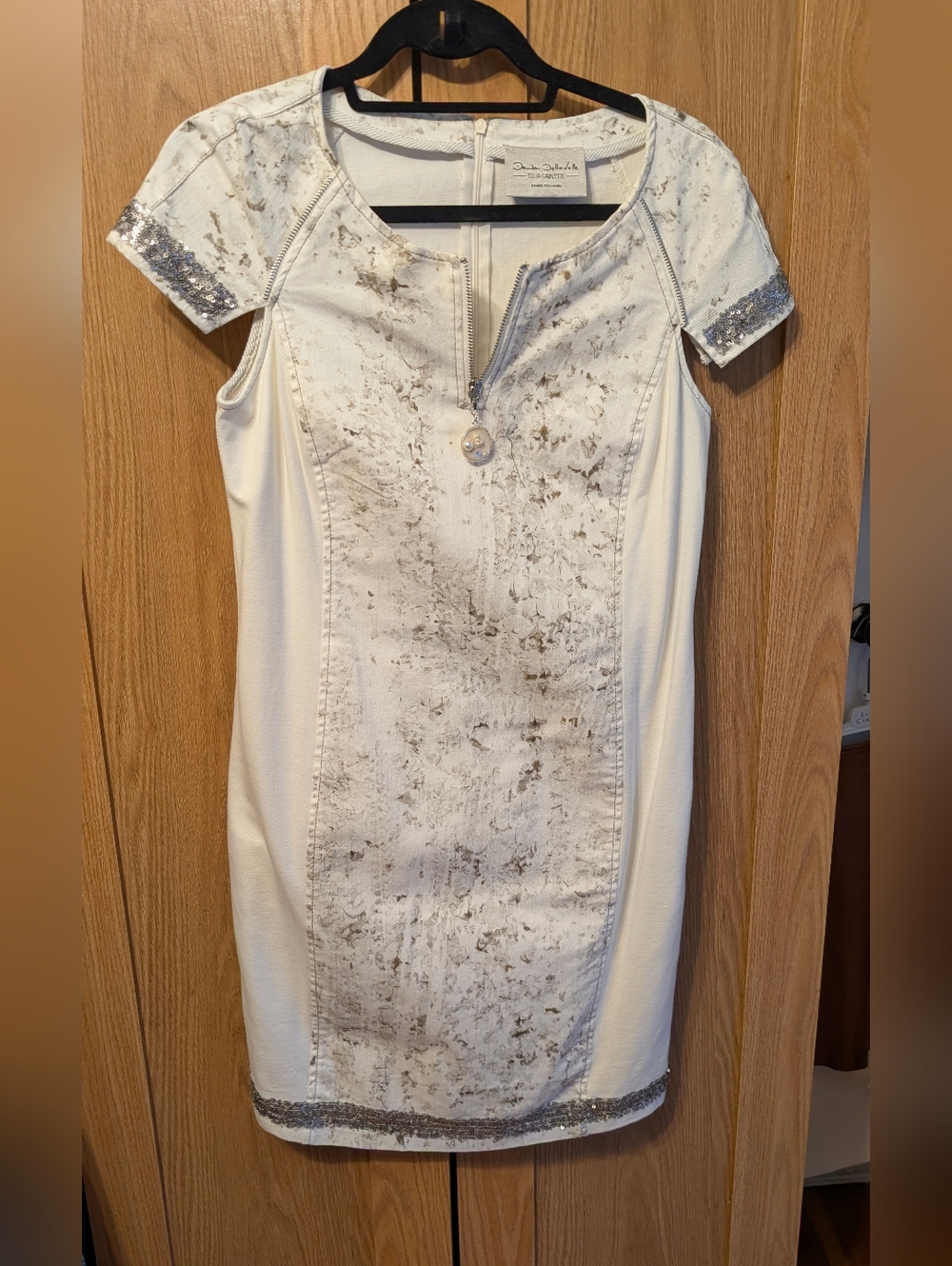 Diane Von Furstenberg White Dress with Silver Accents